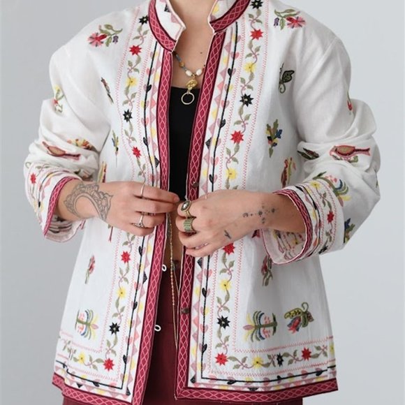 Zara Sweaters - NWT Zara Women's Embroidered Kimono Cardigan Blouse Jacket Small S